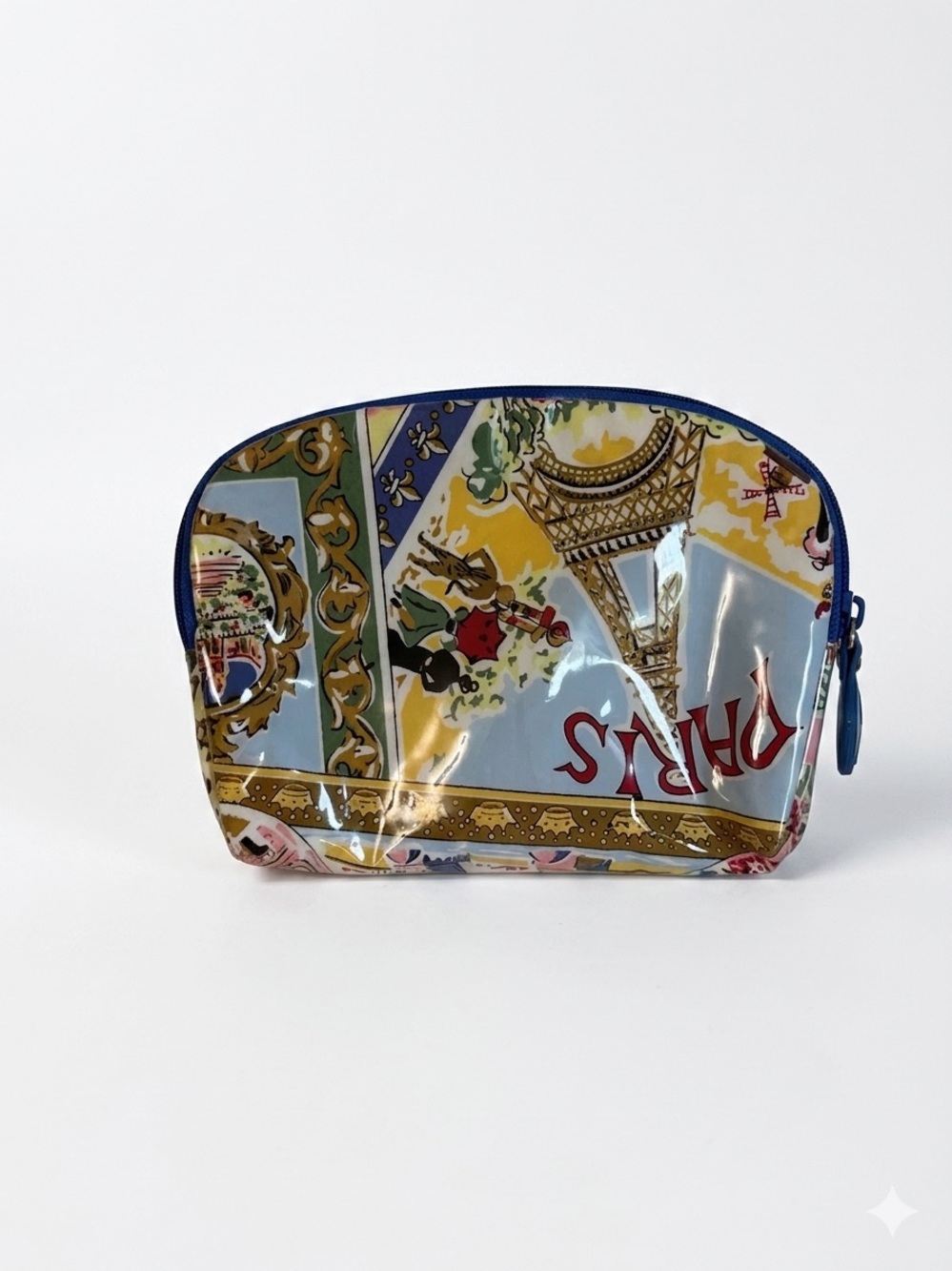 VTG Nick & Nora Around The World Paris Makeup Bag Clear Vinyl Y2K Kitsch Pouch